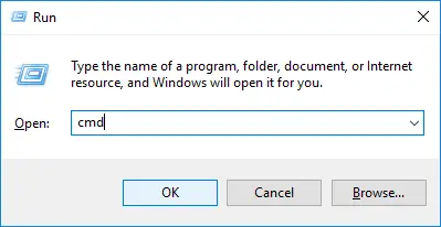 How to find your Router IP on Windows - step1: Type cmd into run prompt
